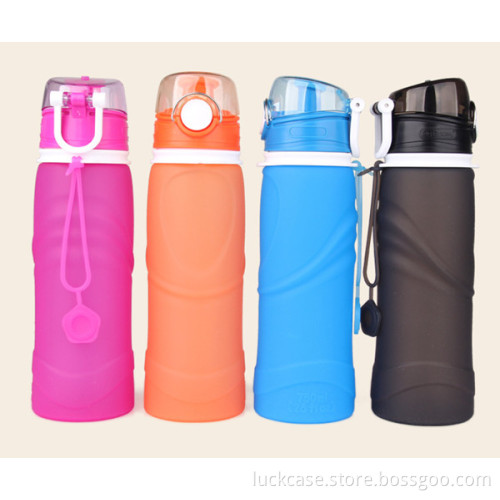 Promotional custom logo BPA free drink silicone collapsible water bottle